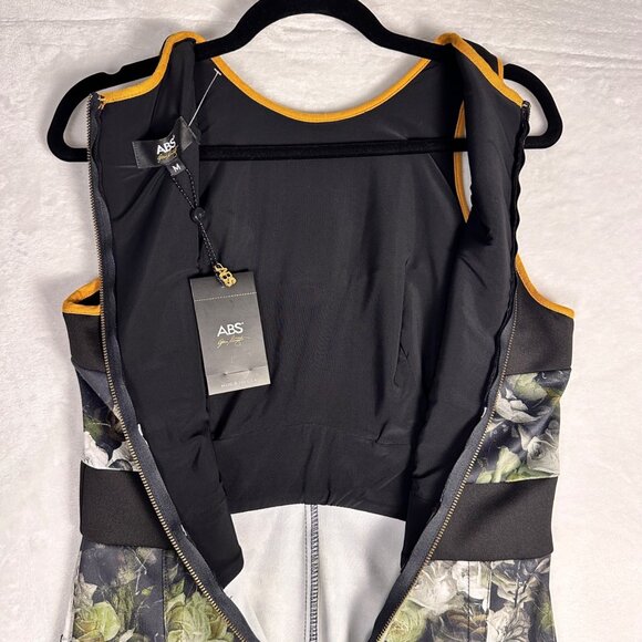 ABS by Allen Schwartz Floral Midi Dress Sz M Black Green Cocktail Bodycon NWT - Picture 8 of 10
